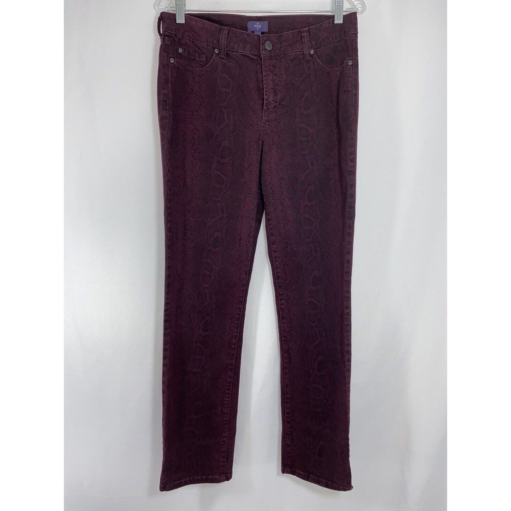NYDJ‎ Burgundy Python Print Skinny Pants 10
